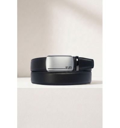 Ceinture automatique boucle crémaillère sans trous en croute de cuir de vachette 3.5 cm - 4
