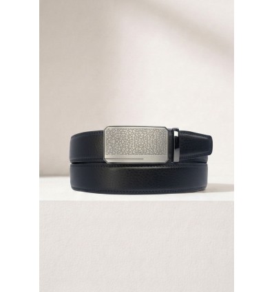Ceinture automatique boucle crémaillère sans trous en croute de cuir de vachette 3.5 cm - 4