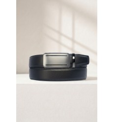 Ceinture automatique boucle crémaillère sans trous en croute de cuir de vachette 3.5 cm - 4