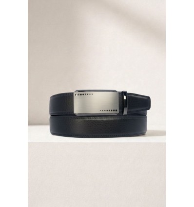 Ceinture automatique boucle crémaillère sans trous en croute de cuir de vachette 3.5 cm - 4