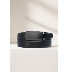 Ceinture automatique boucle crémaillère sans trous en croute de cuir de vachette 3.5 cm - 4