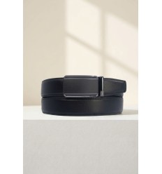 Ceinture automatique boucle crémaillère sans trous en croute de cuir de vachette 3.5 cm - 4