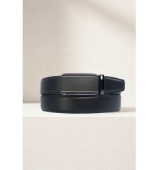 Ceinture automatique boucle crémaillère sans trous en croute de cuir de vachette 3.5 cm - 4