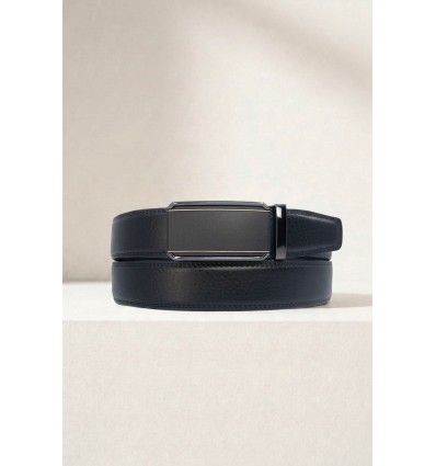Ceinture automatique boucle crémaillère sans trous en croute de cuir de vachette 3.5 cm - 4