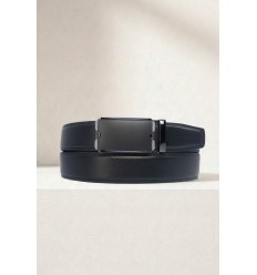 Ceinture automatique boucle crémaillère sans trous en croute de cuir de vachette 3.5 cm - 4