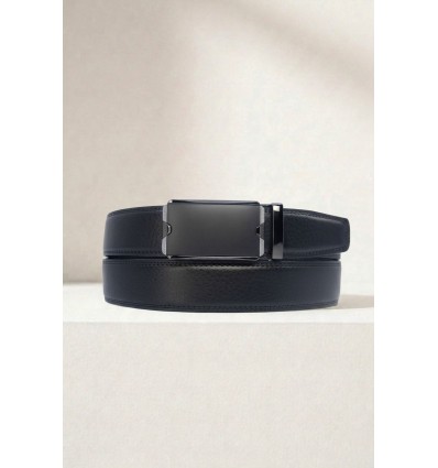 Ceinture automatique boucle crémaillère sans trous en croute de cuir de vachette 3.5 cm - 4