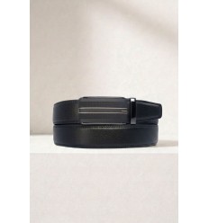Ceinture automatique boucle crémaillère sans trous en croute de cuir de vachette 3.5 cm - 4