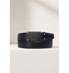 Ceinture automatique boucle crémaillère sans trous en croute de cuir de vachette 3.5 cm - 4
