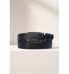 Ceinture automatique boucle crémaillère sans trous en croute de cuir de vachette 3.5 cm - 4
