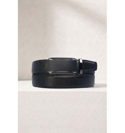 Ceinture automatique boucle crémaillère sans trous en croute de cuir de vachette 3.5 cm - 4