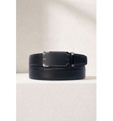 Ceinture automatique boucle crémaillère sans trous en croute de cuir de vachette 3.5 cm - 4