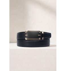 Ceinture automatique boucle crémaillère sans trous en croute de cuir de vachette 3.5 cm - 4