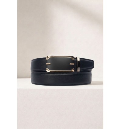 Ceinture automatique boucle crémaillère sans trous en croute de cuir de vachette 3.5 cm - 4