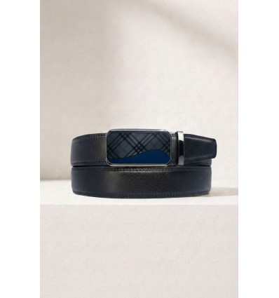 Ceinture automatique boucle crémaillère sans trous en croute de cuir de vachette 3.5 cm - 4