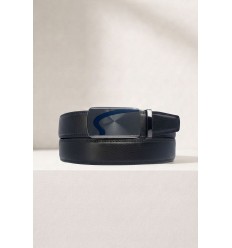 Ceinture automatique boucle crémaillère sans trous en croute de cuir de vachette 3.5 cm - 4