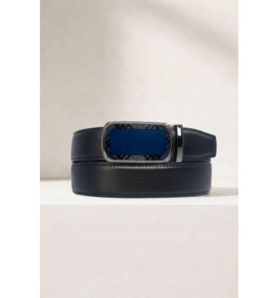 Ceinture automatique boucle crémaillère sans trous en croute de cuir de vachette 3.5 cm - 4