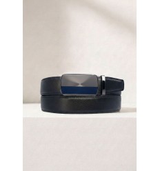 Ceinture automatique boucle crémaillère sans trous en croute de cuir de vachette 3.5 cm - 4