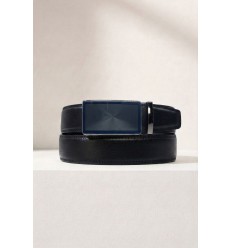 Ceinture automatique boucle crémaillère sans trous en croute de cuir de vachette 3.5 cm - 4