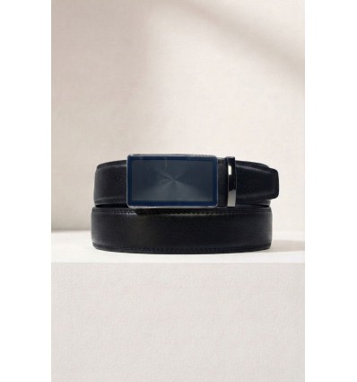 Ceinture automatique boucle crémaillère sans trous en croute de cuir de vachette 3.5 cm - 4
