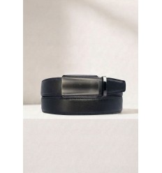 Ceinture automatique boucle crémaillère sans trous en croute de cuir de vachette 3.5 cm - 4