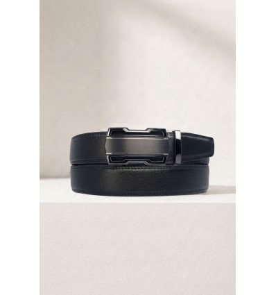 Ceinture automatique boucle crémaillère sans trous en croute de cuir de vachette 3.5 cm - 4