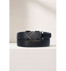 Ceinture automatique boucle crémaillère sans trous en croute de cuir de vachette 3.5 cm - 4