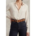Ceinture femme en cuir daim avec boucle dorée