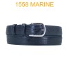 Ceinture en cuir de vachette véritable impression lezard fabrication italienne 1558 marine