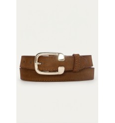 Ceinture femme en cuir daim largeur 3 cm avec boucle couleur dorée - 2