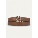 Ceinture automatique pour femme boucle crémaillère sans trous en croute de cuir de vachette 3 cm