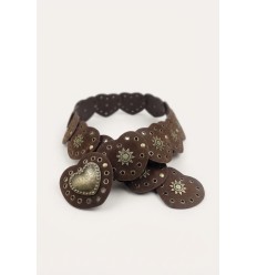 Ceinture en synthétique effet suède avec motifs cœurs et boucles style vintage - 2