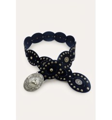 Ceinture bohème en synthétique effet suède avec détails métalliques et tête de bœuf - 2