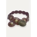 Ceinture en synthétique marron avec plaques ovales et boucle style western