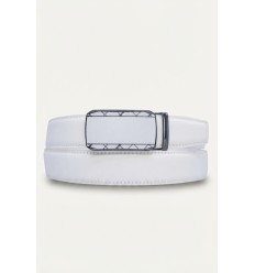 Ceinture automatique boucle crémaillère sans trous en croute de cuir de vachette 3.5 cm - 1