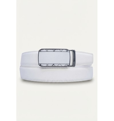 Ceinture automatique boucle crémaillère sans trous en croute de cuir de vachette 3.5 cm - 1