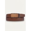 Ceinture automatique boucle crémaillère sans trous en croute de cuir de vachette 3.5 cm - 3
