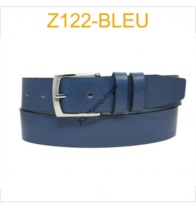 Ceinture en cuir de vachette véritable fabrication italienne Z122 marine