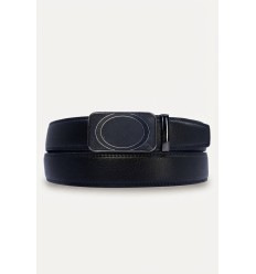 Ceinture automatique boucle crémaillère sans trous en croute de cuir de vachette 3.5 cm - 4