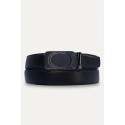 Ceinture automatique boucle crémaillère sans trous en croute de cuir de vachette 3.5 cm