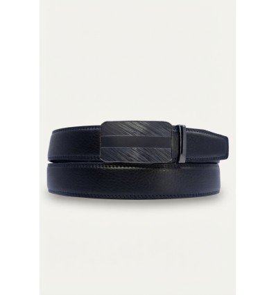 Ceinture automatique boucle crémaillère sans trous en croute de cuir de vachette 3.5 cm - 4