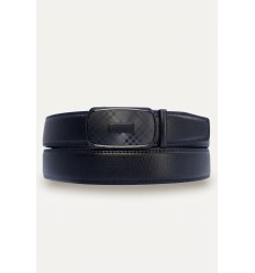 Ceinture automatique boucle crémaillère sans trous en croute de cuir de vachette 3.5 cm - 4