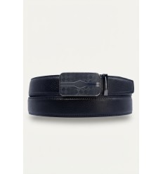 Ceinture automatique boucle crémaillère sans trous en croute de cuir de vachette 3.5 cm - 4