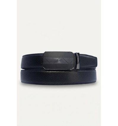 Ceinture automatique boucle crémaillère sans trous en croute de cuir de vachette 3.5 cm - 4