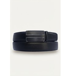 Ceinture automatique boucle crémaillère sans trous en croute de cuir de vachette 3.5 cm - 4