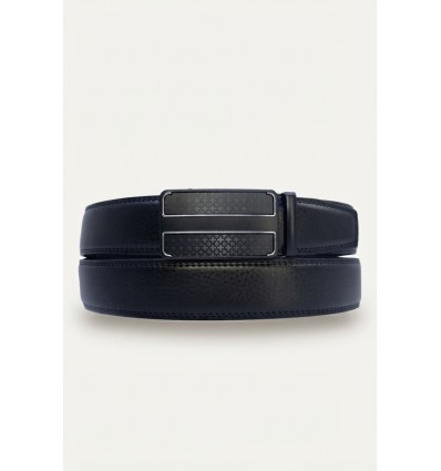 Ceinture automatique boucle crémaillère sans trous en croute de cuir de vachette 3.5 cm - 4