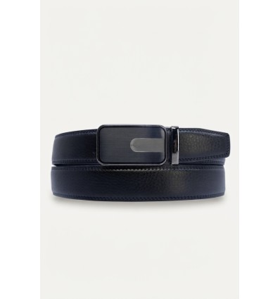 Ceinture automatique boucle crémaillère sans trous en croute de cuir de vachette 3.5 cm - 4