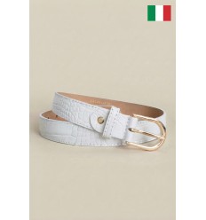 Ceinture femme en cuir de vachette impression Croco 30 mm de large Fabriqué en Italie - 1