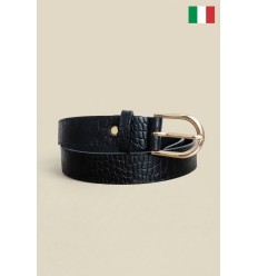Ceinture femme en cuir de vachette impression Croco 30 mm de large Fabriqué en Italie - 1