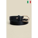 Ceinture femme en cuir de vachette impression Croco 30 mm de large Fabriqué en Italie