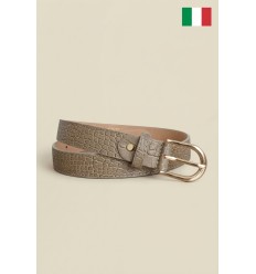 Ceinture femme en cuir de vachette impression Croco 30 mm de large Fabriqué en Italie - 1